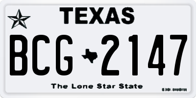 TX license plate BCG2147
