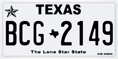TX license plate BCG2149