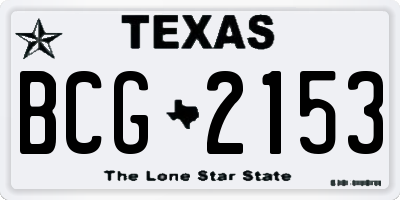 TX license plate BCG2153
