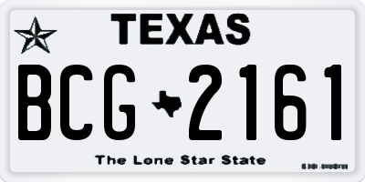 TX license plate BCG2161