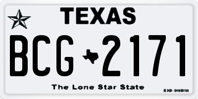 TX license plate BCG2171