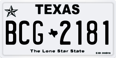 TX license plate BCG2181