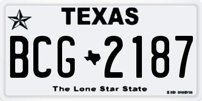 TX license plate BCG2187