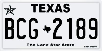 TX license plate BCG2189