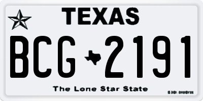 TX license plate BCG2191
