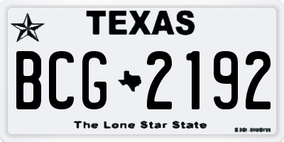 TX license plate BCG2192