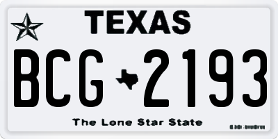 TX license plate BCG2193