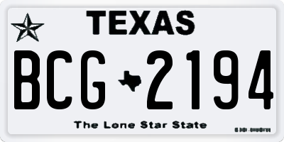 TX license plate BCG2194