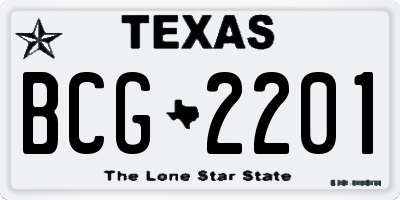TX license plate BCG2201