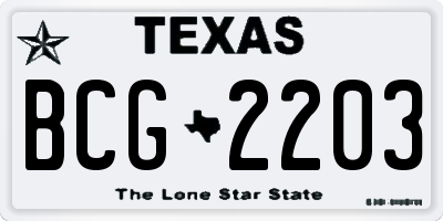 TX license plate BCG2203