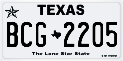 TX license plate BCG2205