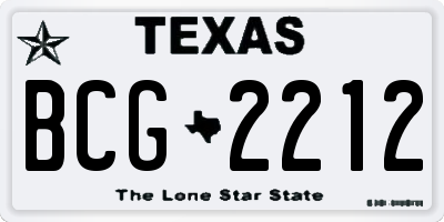 TX license plate BCG2212