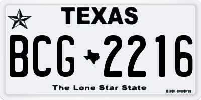 TX license plate BCG2216