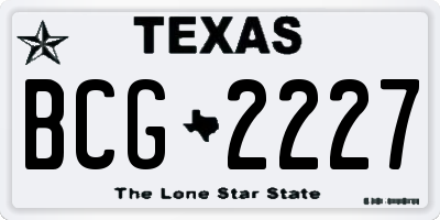TX license plate BCG2227