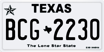 TX license plate BCG2230