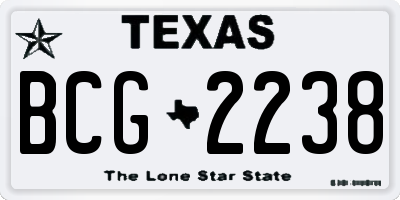 TX license plate BCG2238