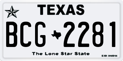 TX license plate BCG2281