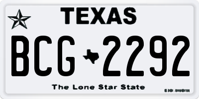 TX license plate BCG2292