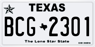 TX license plate BCG2301
