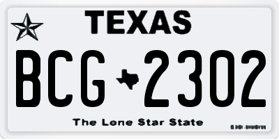 TX license plate BCG2302
