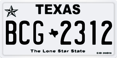 TX license plate BCG2312