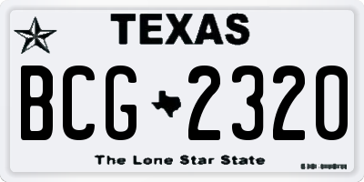 TX license plate BCG2320