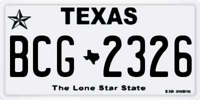 TX license plate BCG2326