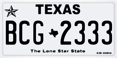 TX license plate BCG2333