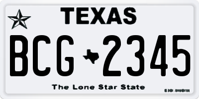 TX license plate BCG2345