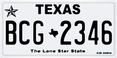 TX license plate BCG2346