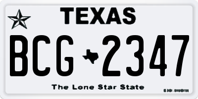 TX license plate BCG2347
