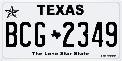 TX license plate BCG2349