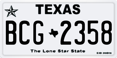 TX license plate BCG2358