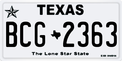 TX license plate BCG2363