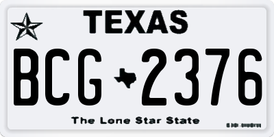 TX license plate BCG2376