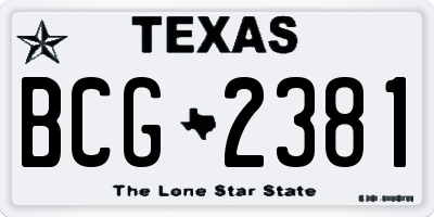 TX license plate BCG2381
