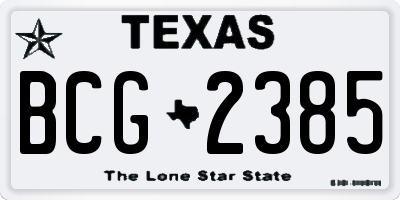 TX license plate BCG2385