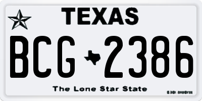 TX license plate BCG2386