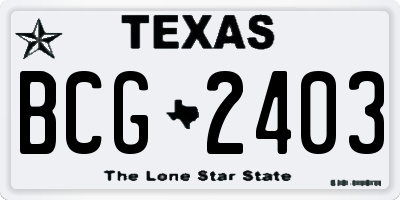 TX license plate BCG2403