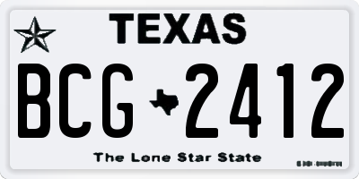 TX license plate BCG2412