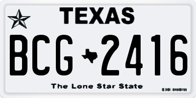TX license plate BCG2416
