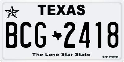 TX license plate BCG2418