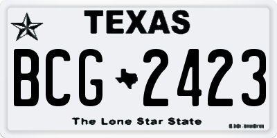 TX license plate BCG2423