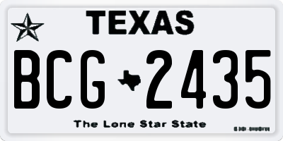 TX license plate BCG2435