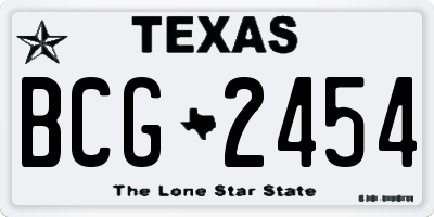 TX license plate BCG2454