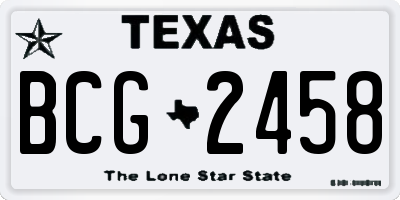 TX license plate BCG2458