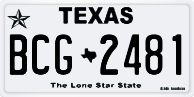 TX license plate BCG2481