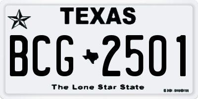TX license plate BCG2501