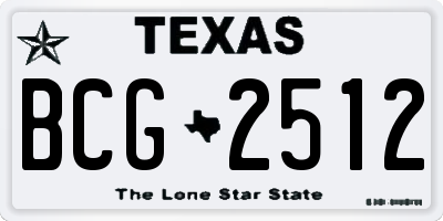 TX license plate BCG2512