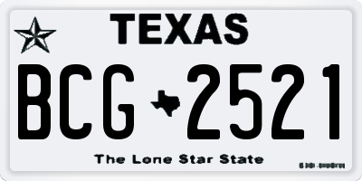 TX license plate BCG2521